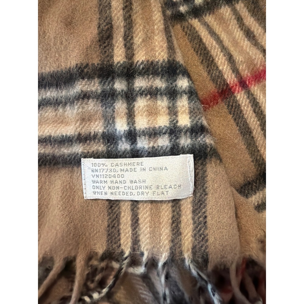 Cashmere Nova Check Plaid Scarf Camel Tan Fringed Winter Wrap RN17730 VN1120400